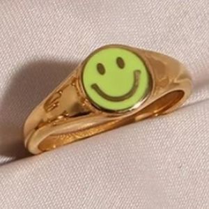 Y2K Smiley Face 18k Gold Plated Ring